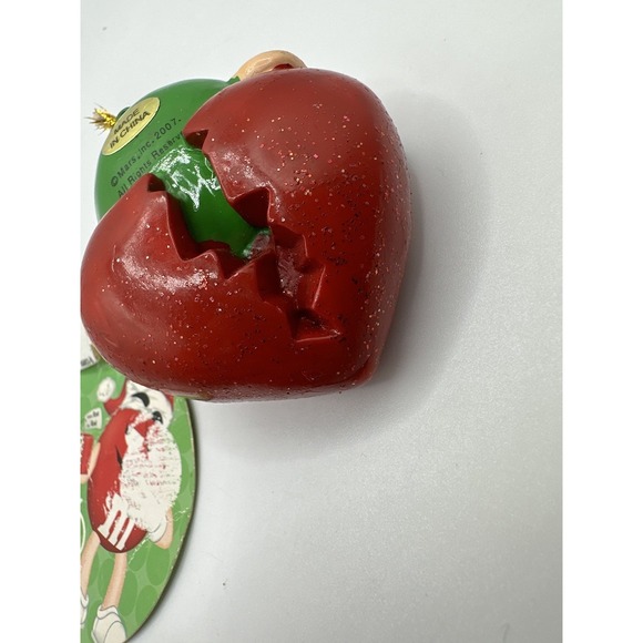 M&M's Heart Breaker Christmas Ornament Red Green Candy Character 2007 Holiday - Picture 4 of 11
